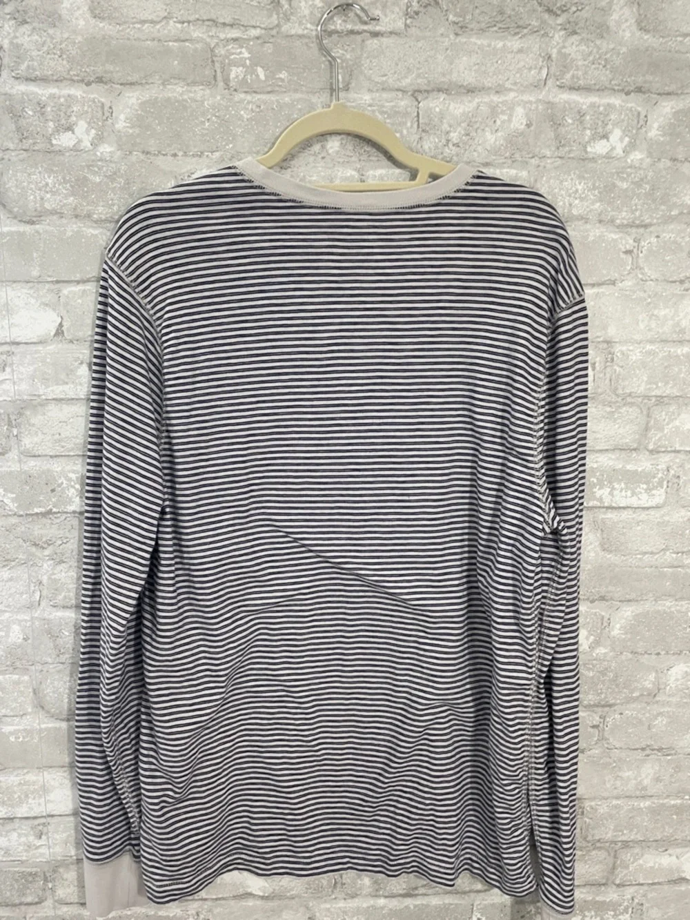 J.Crew Striped Long-Sleeve Henley Shirt - Navy & White